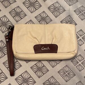 Coach Cream and Dark Brown Wristlet